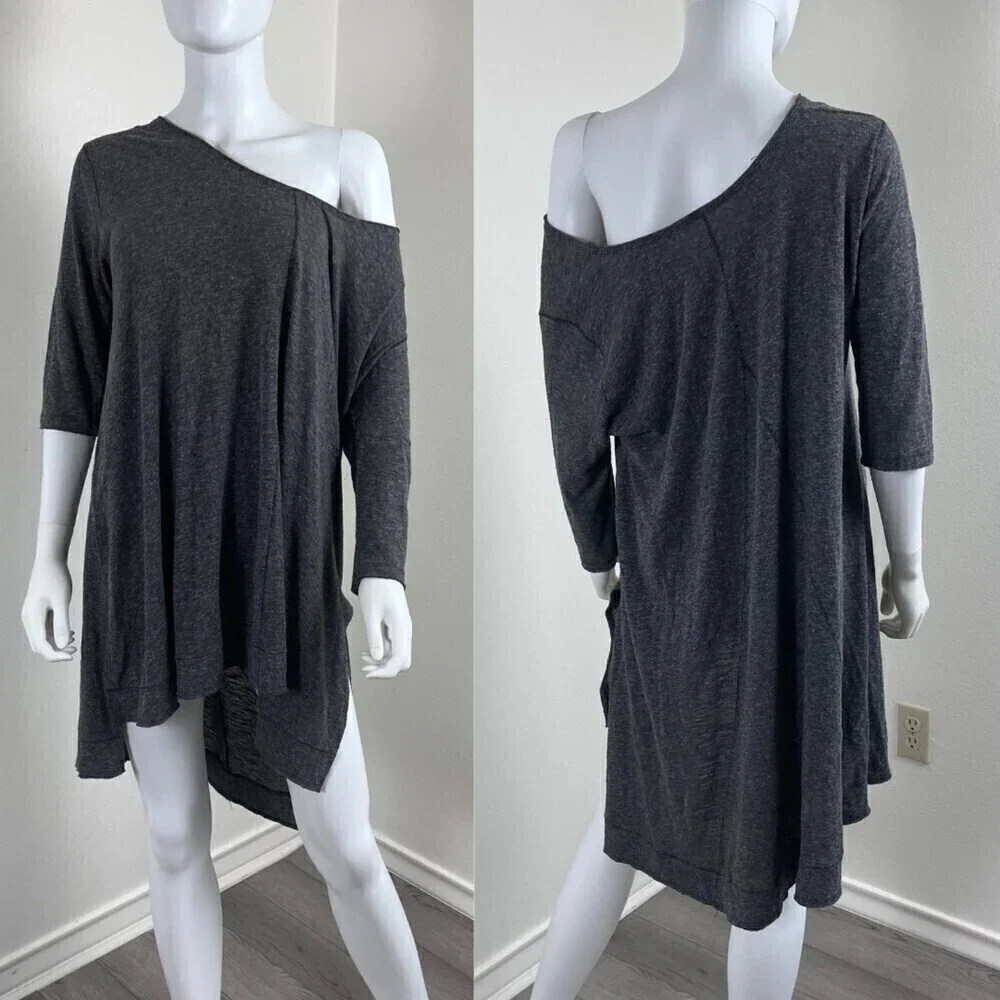 Free People Size M Oversize Pullover Tunic Blouse High Low Top Loungewear Casual